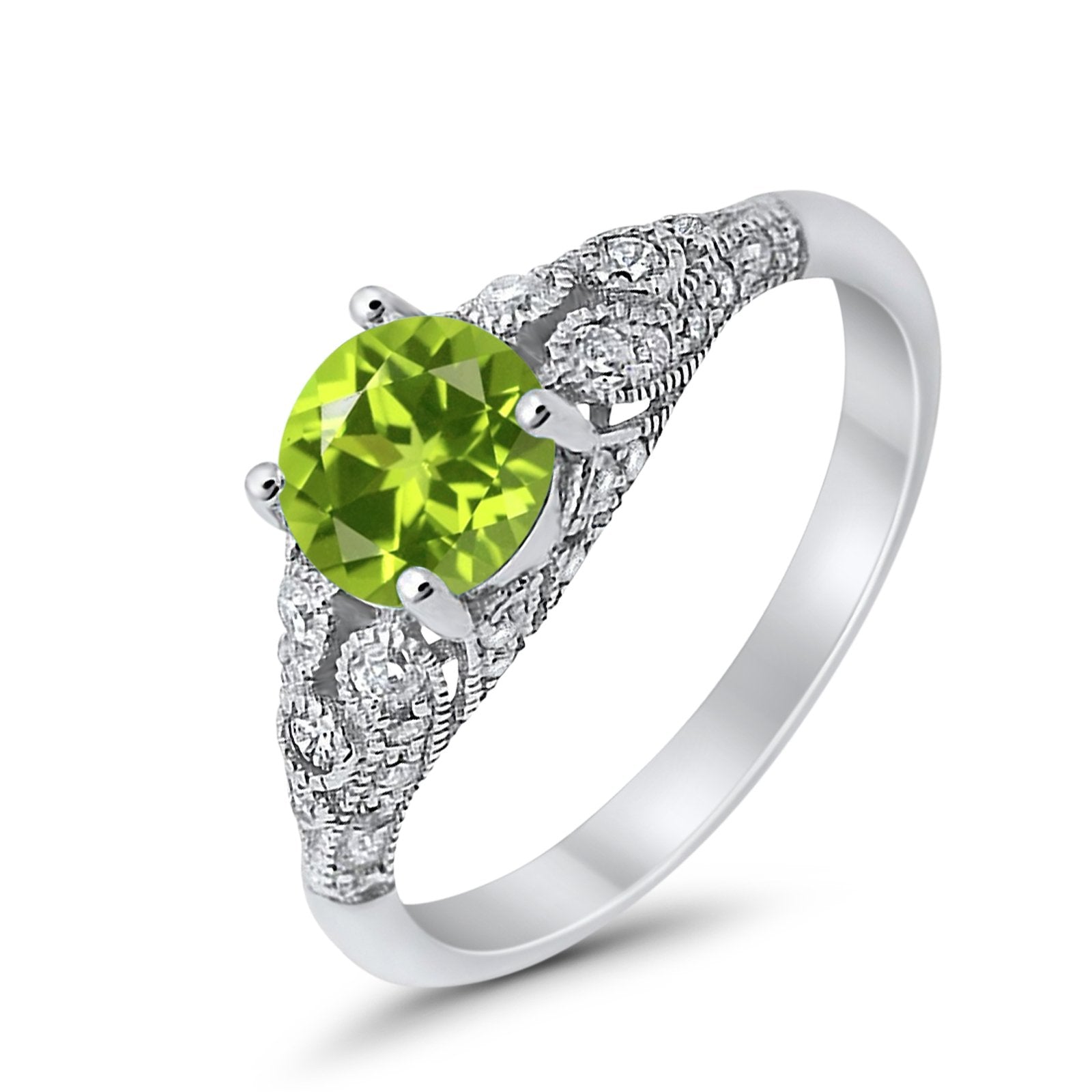 Vintage Wedding Ring Round Cubic Zirconia 925 Sterling Silver RC105152