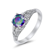Vintage Wedding Ring Round Cubic Zirconia 925 Sterling Silver RC105152