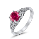 Vintage Wedding Ring Round Cubic Zirconia 925 Sterling Silver RC105152
