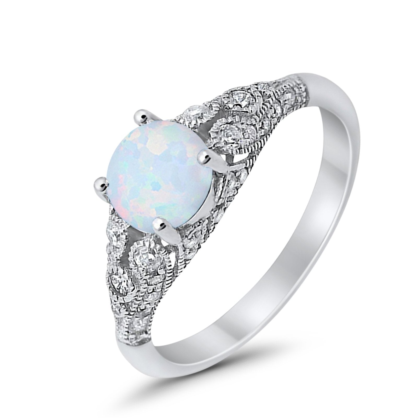 Vintage Wedding Ring Round Cubic Zirconia 925 Sterling Silver RC105152