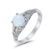 Vintage Wedding Ring Round Cubic Zirconia 925 Sterling Silver RC105152