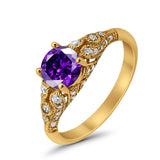Vintage Wedding Ring Round Cubic Zirconia 925 Sterling Silver RC105152