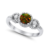 Halo Wedding Ring Round Simulated Cubic Zirconia 925 Sterling Silver