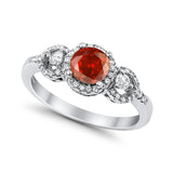 Halo Wedding Ring Round Simulated Cubic Zirconia 925 Sterling Silver