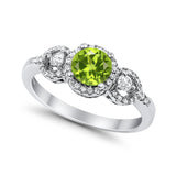 Halo Wedding Ring Round Simulated Cubic Zirconia 925 Sterling Silver