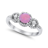 Halo Wedding Ring Round Simulated Cubic Zirconia 925 Sterling Silver