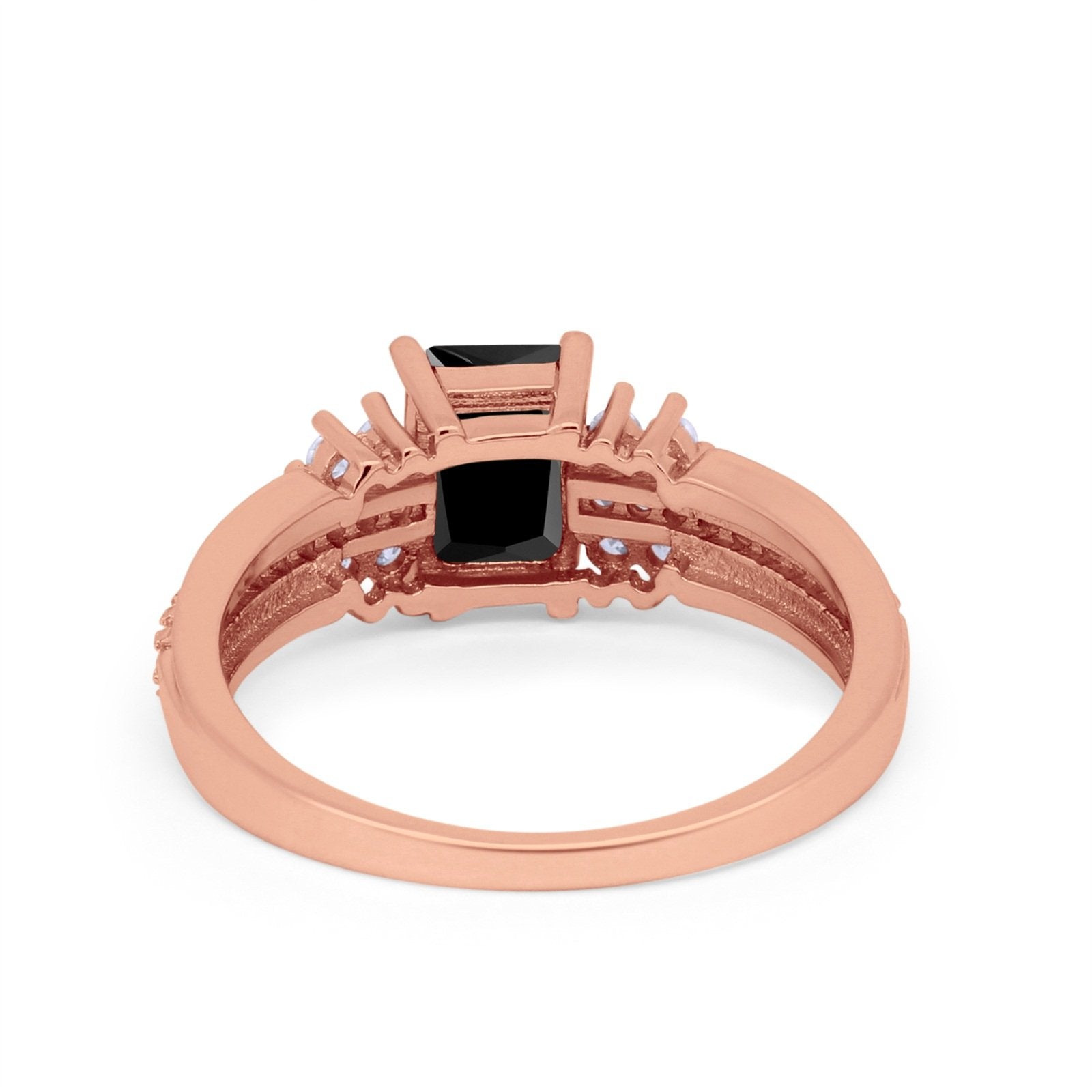 Vintage Engagement Ring Simulated Cubic Zirconia 925 Sterling Silver