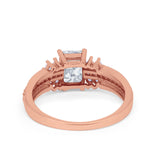 Vintage Engagement Ring Simulated Cubic Zirconia 925 Sterling Silver