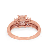 Vintage Engagement Ring Simulated Cubic Zirconia 925 Sterling Silver