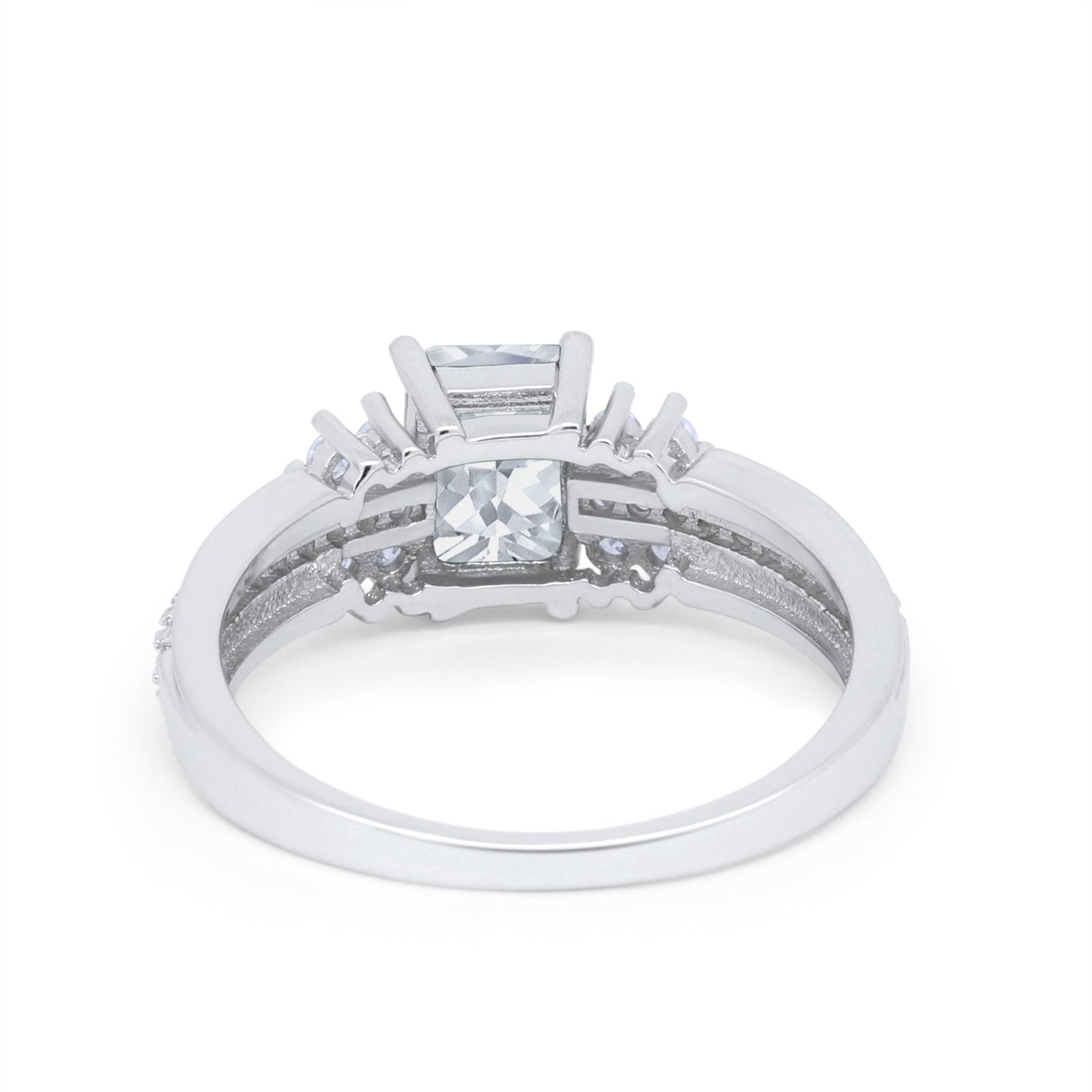 Vintage Engagement Ring Simulated Cubic Zirconia 925 Sterling Silver