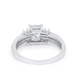 Vintage Engagement Ring Simulated Cubic Zirconia 925 Sterling Silver