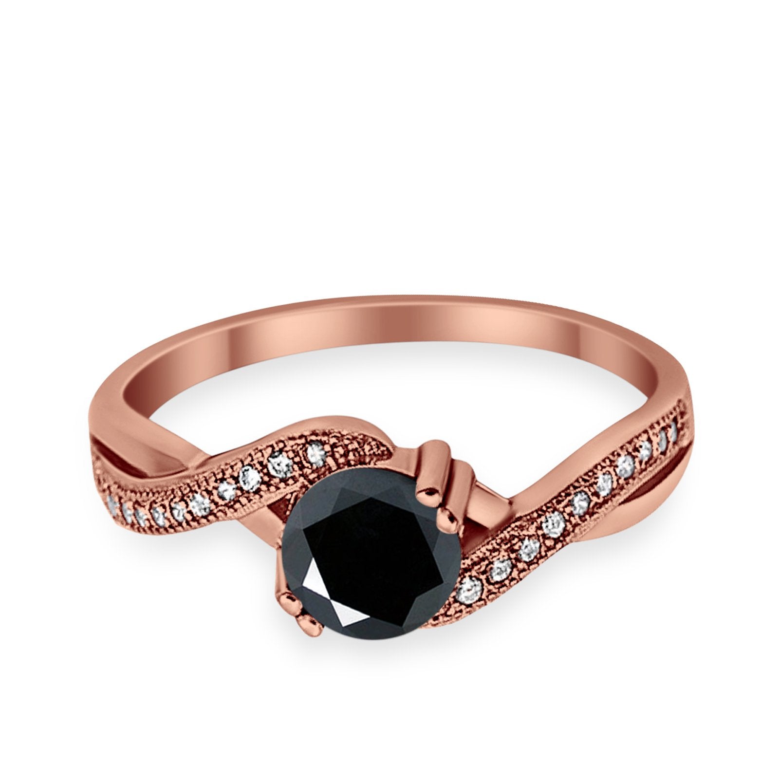 Crisscross Wedding Ring Round Simulated Cubic Zirconia 925 Sterling Silver