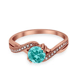 Crisscross Wedding Ring Round Simulated Cubic Zirconia 925 Sterling Silver