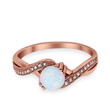 Crisscross Wedding Ring Round Simulated Cubic Zirconia 925 Sterling Silver