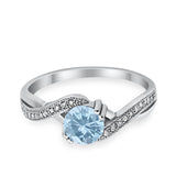 Crisscross Wedding Ring Round Simulated Cubic Zirconia 925 Sterling Silver