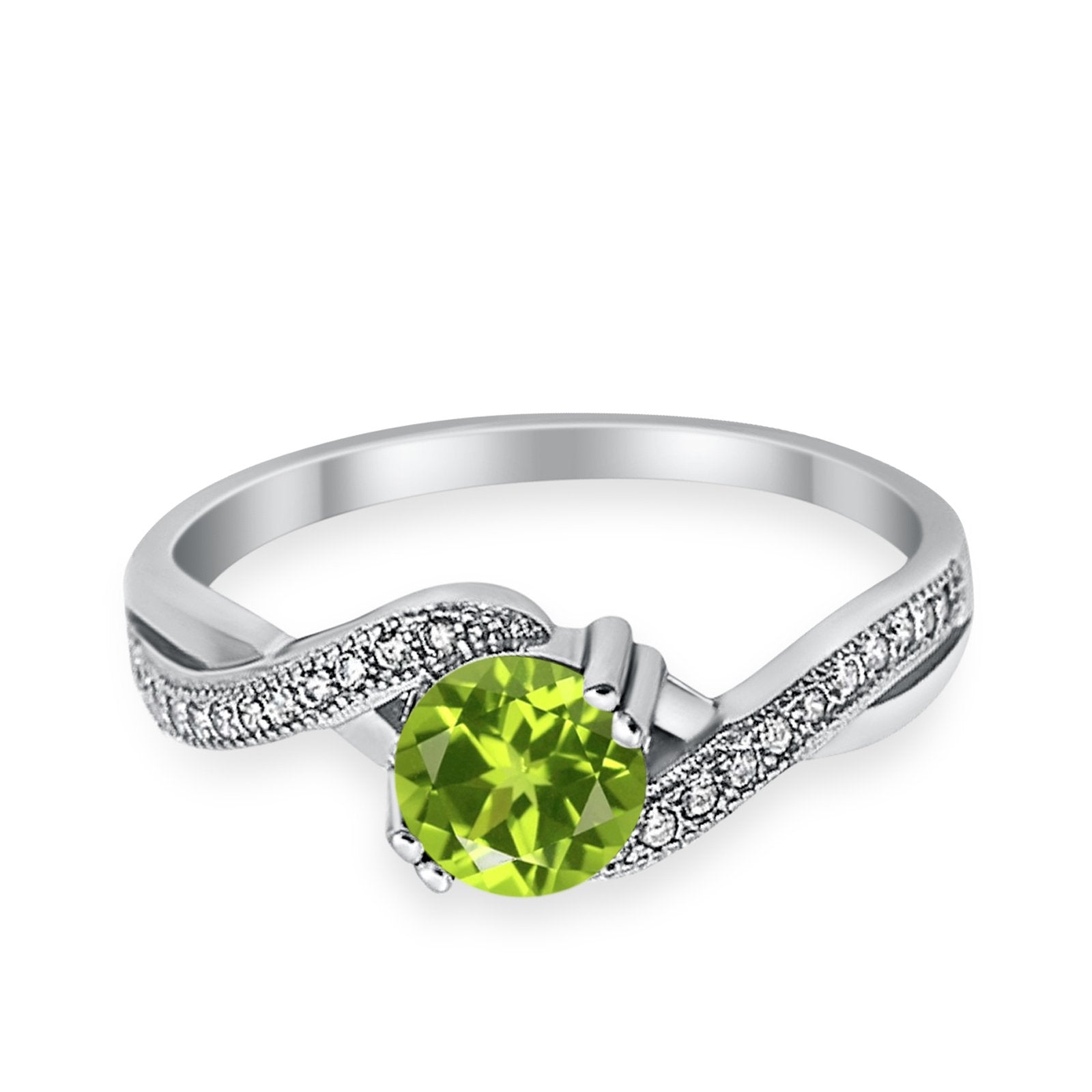 Crisscross Wedding Ring Round Simulated Cubic Zirconia 925 Sterling Silver