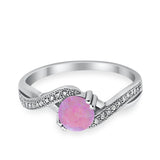 Crisscross Wedding Ring Round Simulated Cubic Zirconia 925 Sterling Silver