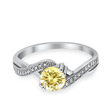 Crisscross Wedding Ring Round Simulated Cubic Zirconia 925 Sterling Silver