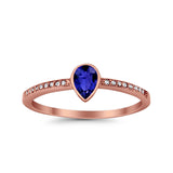 Accent Teardrop Wedding Ring Simulated Round Cubic Zirconia 925 Sterling Silver