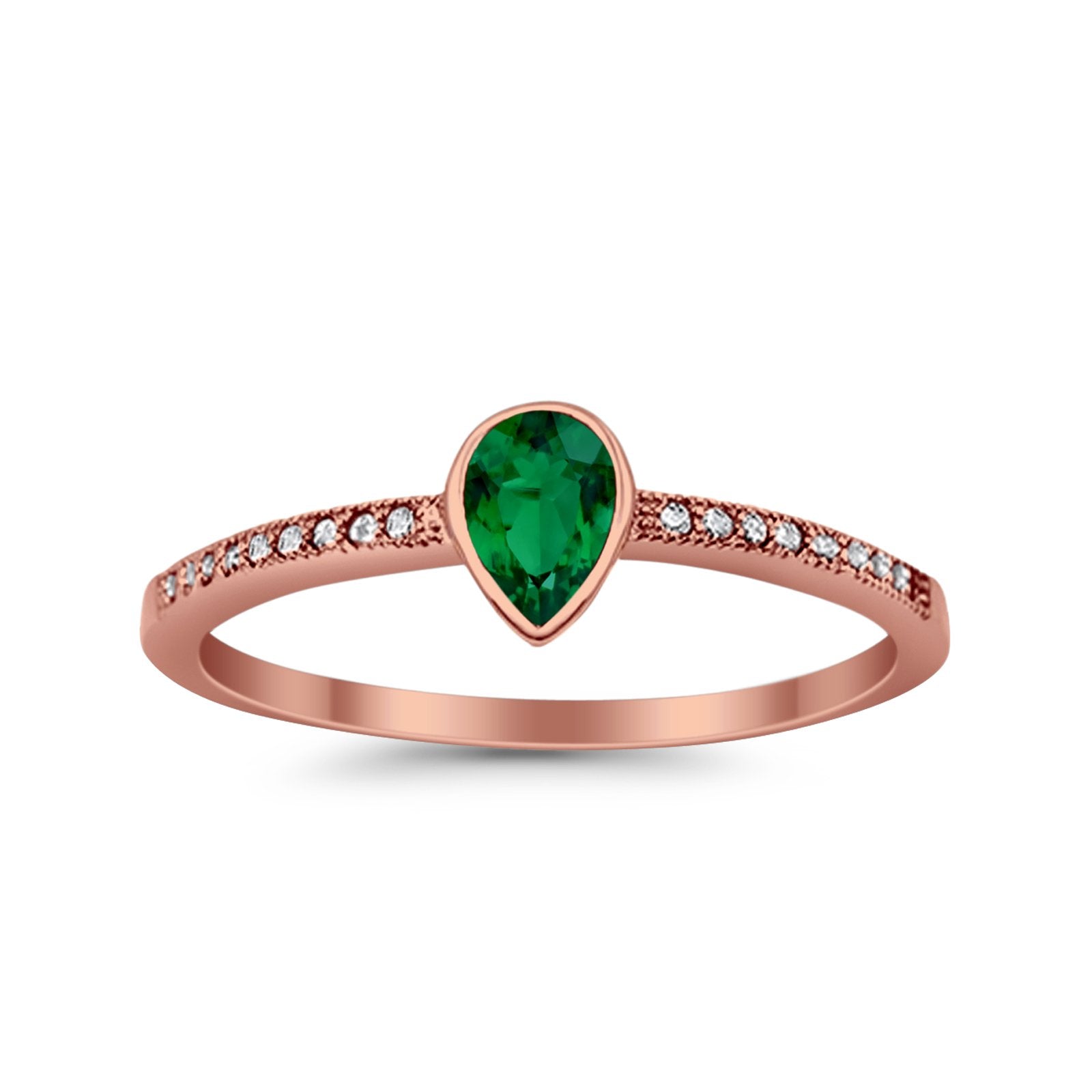 Accent Teardrop Wedding Ring Simulated Round Cubic Zirconia 925 Sterling Silver