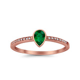 Accent Teardrop Wedding Ring Simulated Round Cubic Zirconia 925 Sterling Silver