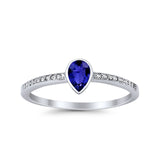 Accent Teardrop Wedding Ring Simulated Round Cubic Zirconia 925 Sterling Silver