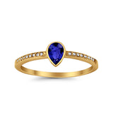 Accent Teardrop Wedding Ring Simulated Round Cubic Zirconia 925 Sterling Silver