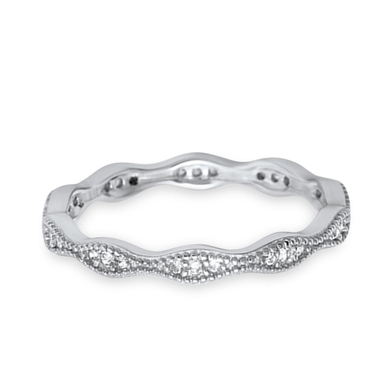 Full Eternity Wedding Ring Round Simulated CZ 925 Sterling Silver