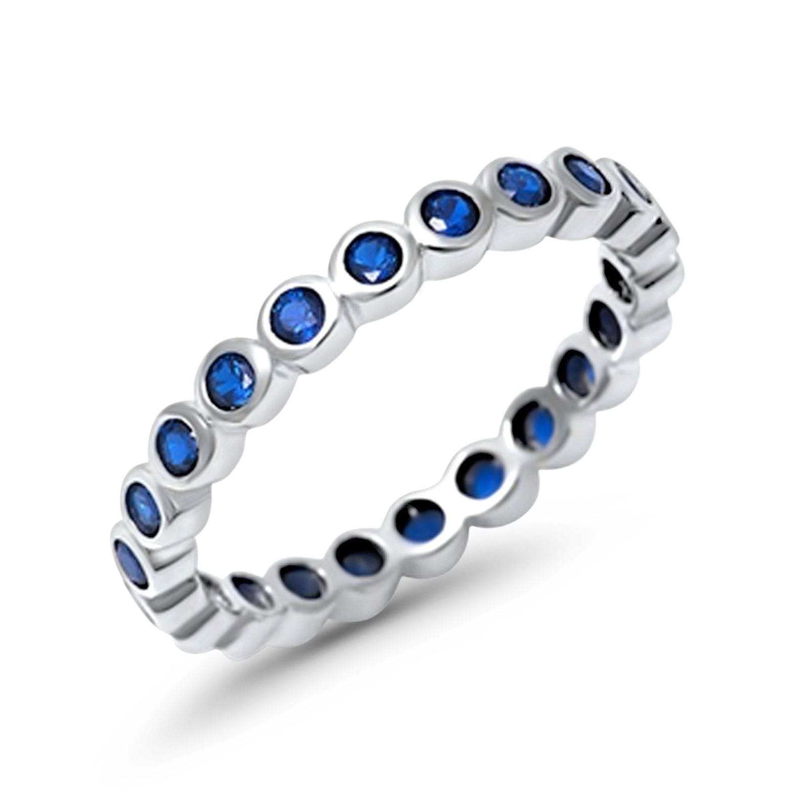 Eternity Band Ring Round Simulated CZ 925 Sterling Silver