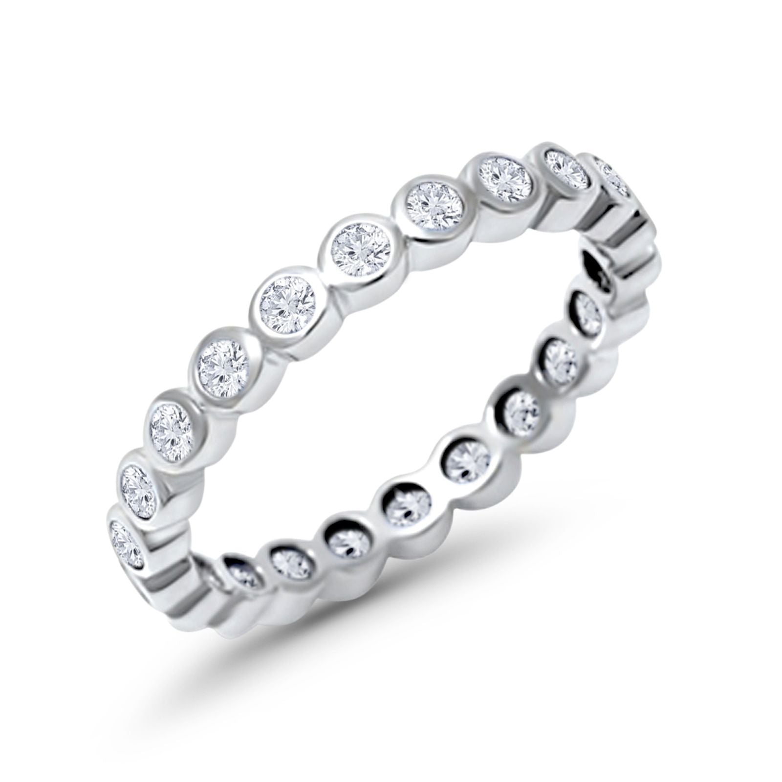Eternity Band Ring Round Simulated CZ 925 Sterling Silver