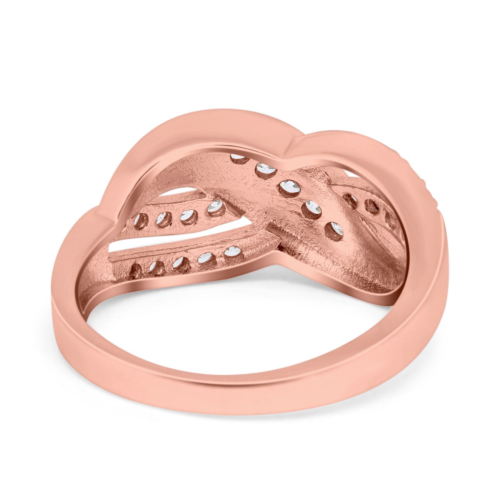 Infinity Ring Crisscross Eternity Simulated Cubic Zirconia 925 Sterling Silver