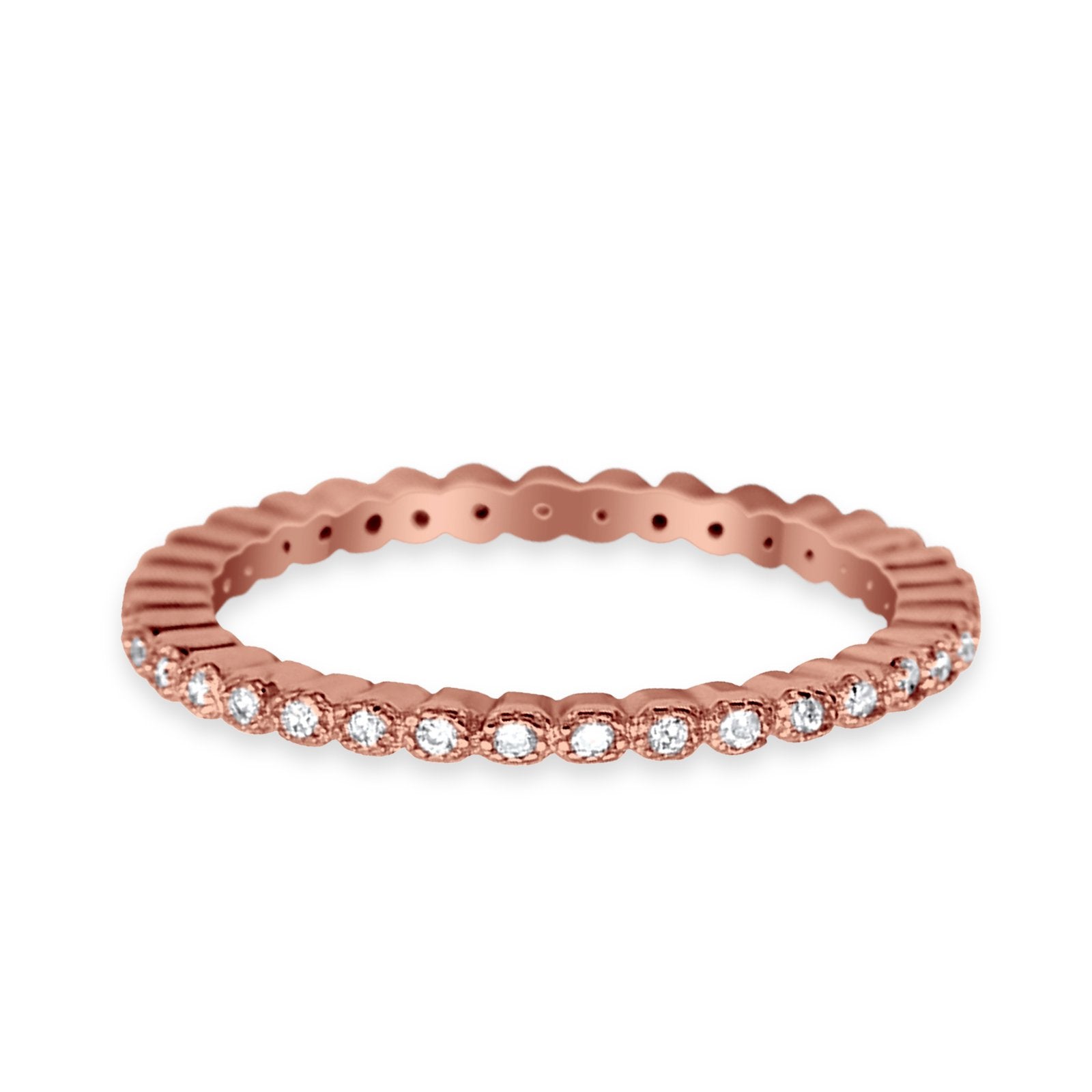 Full Eternity Stackable Wedding Ring Pave Simulated CZ 925 Sterling Silver