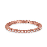 Full Eternity Stackable Wedding Ring Pave Simulated CZ 925 Sterling Silver