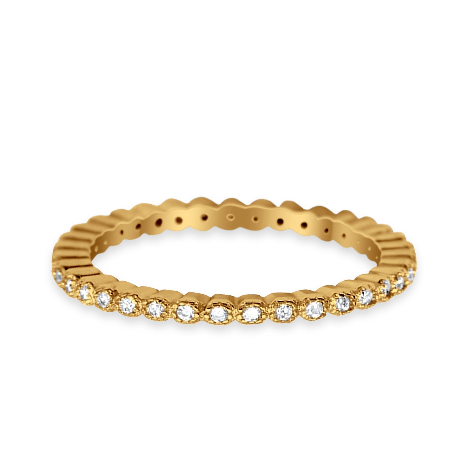 Full Eternity Stackable Wedding Ring Pave Simulated CZ 925 Sterling Silver