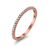 Full Eternity Stackable Wedding Ring Pave Round Simulated CZ 925 Sterling Silver