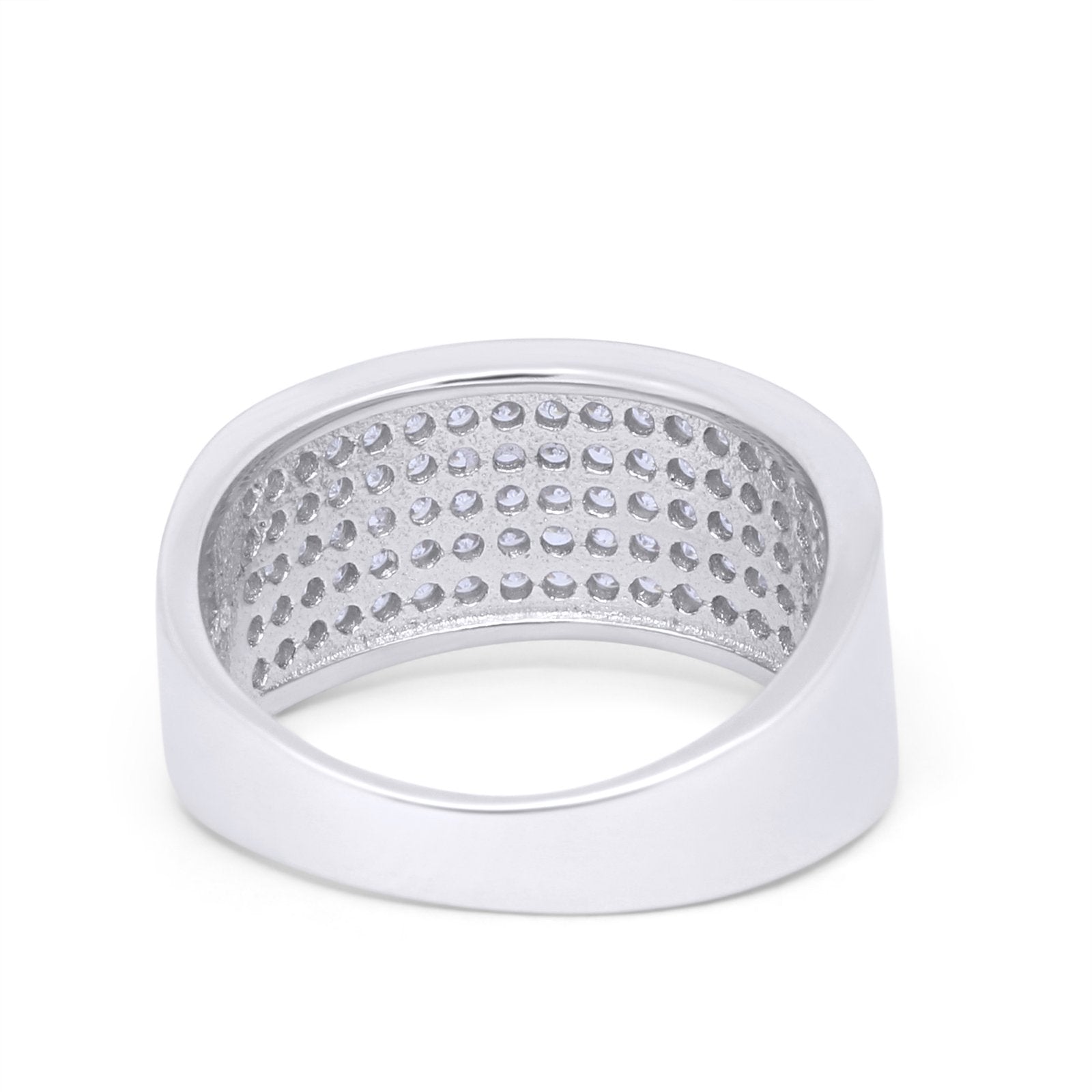 Half Eternity Wedding Rings Band 6 Row Pave Simulated CZ 925 Sterling Silver