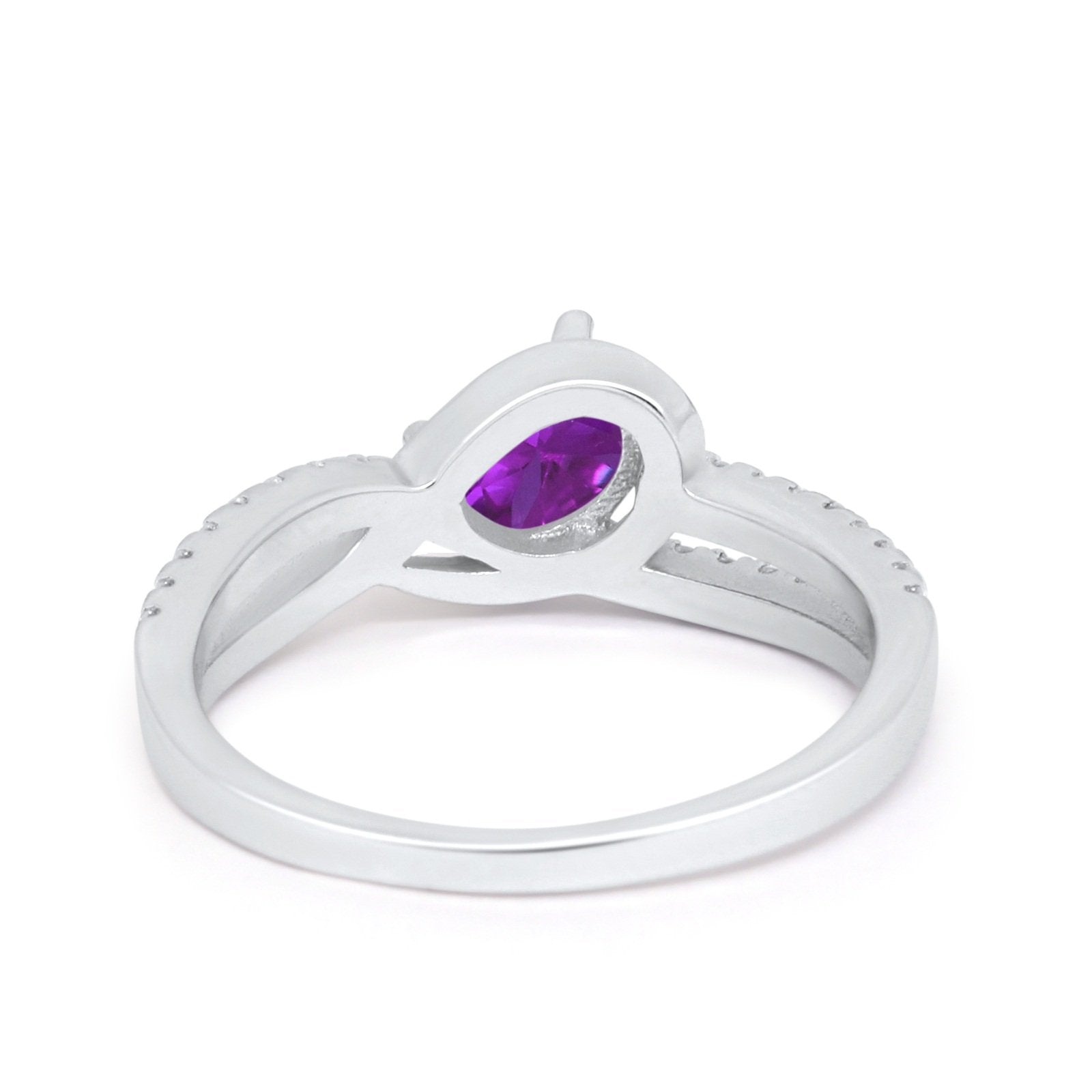 Accent Fashion Wedding Ring Oval Simulated Cubic Zirconia 925 Sterling Silver