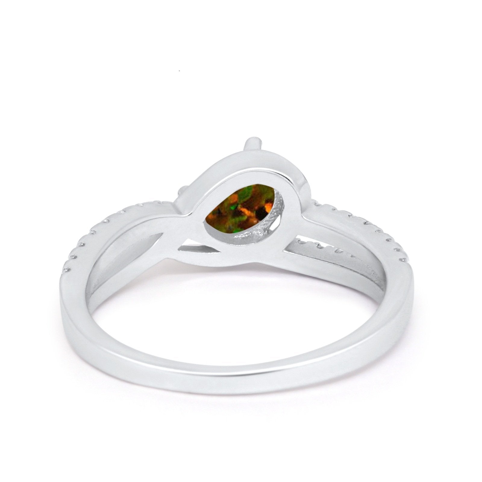 Accent Fashion Wedding Ring Oval Simulated Cubic Zirconia 925 Sterling Silver