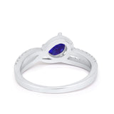 Accent Fashion Wedding Ring Oval Simulated Cubic Zirconia 925 Sterling Silver