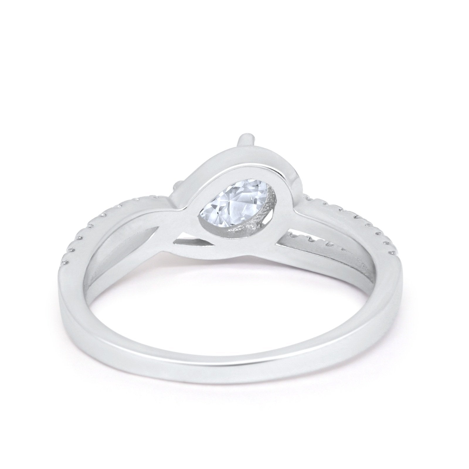 Accent Fashion Wedding Ring Oval Simulated Cubic Zirconia 925 Sterling Silver