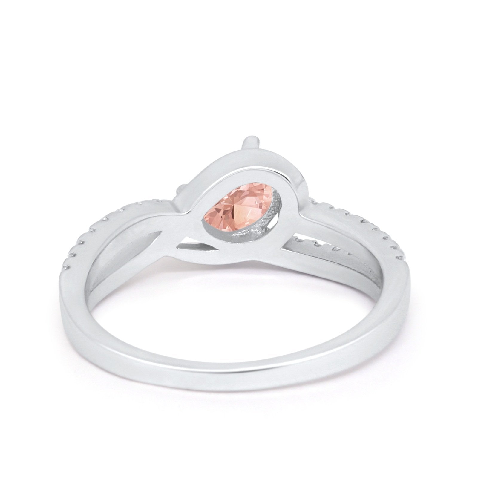 Accent Fashion Wedding Ring Oval Simulated Cubic Zirconia 925 Sterling Silver