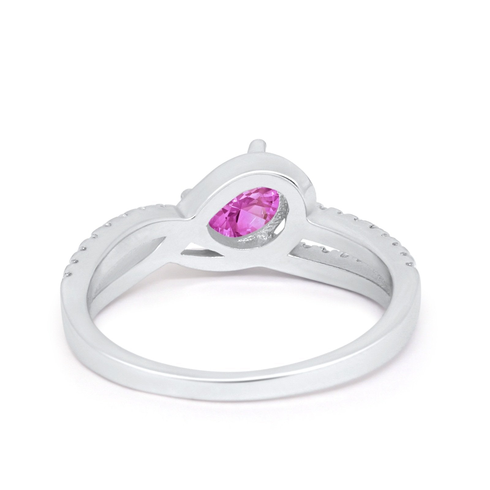 Accent Fashion Wedding Ring Oval Simulated Cubic Zirconia 925 Sterling Silver