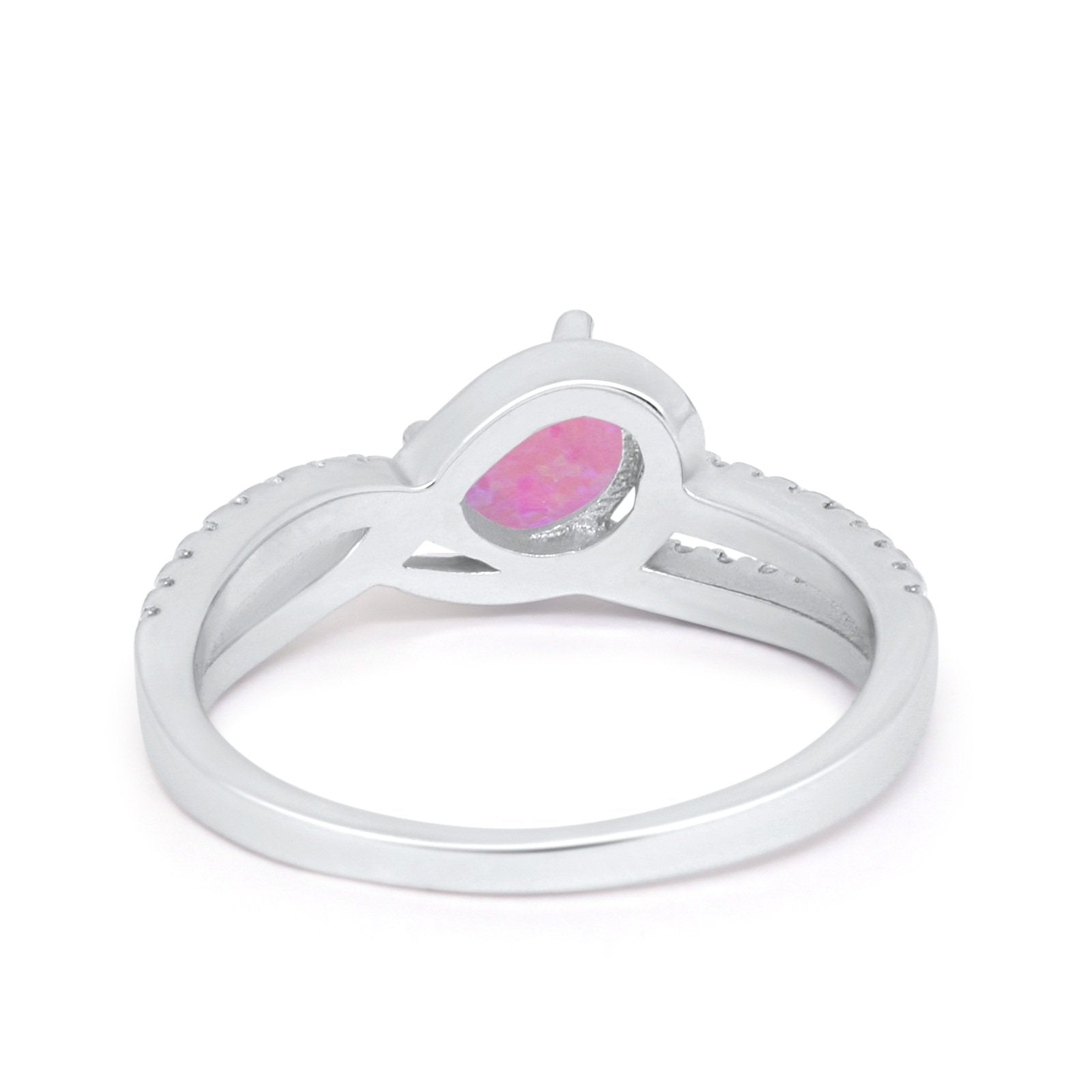 Accent Fashion Wedding Ring Oval Simulated Cubic Zirconia 925 Sterling Silver