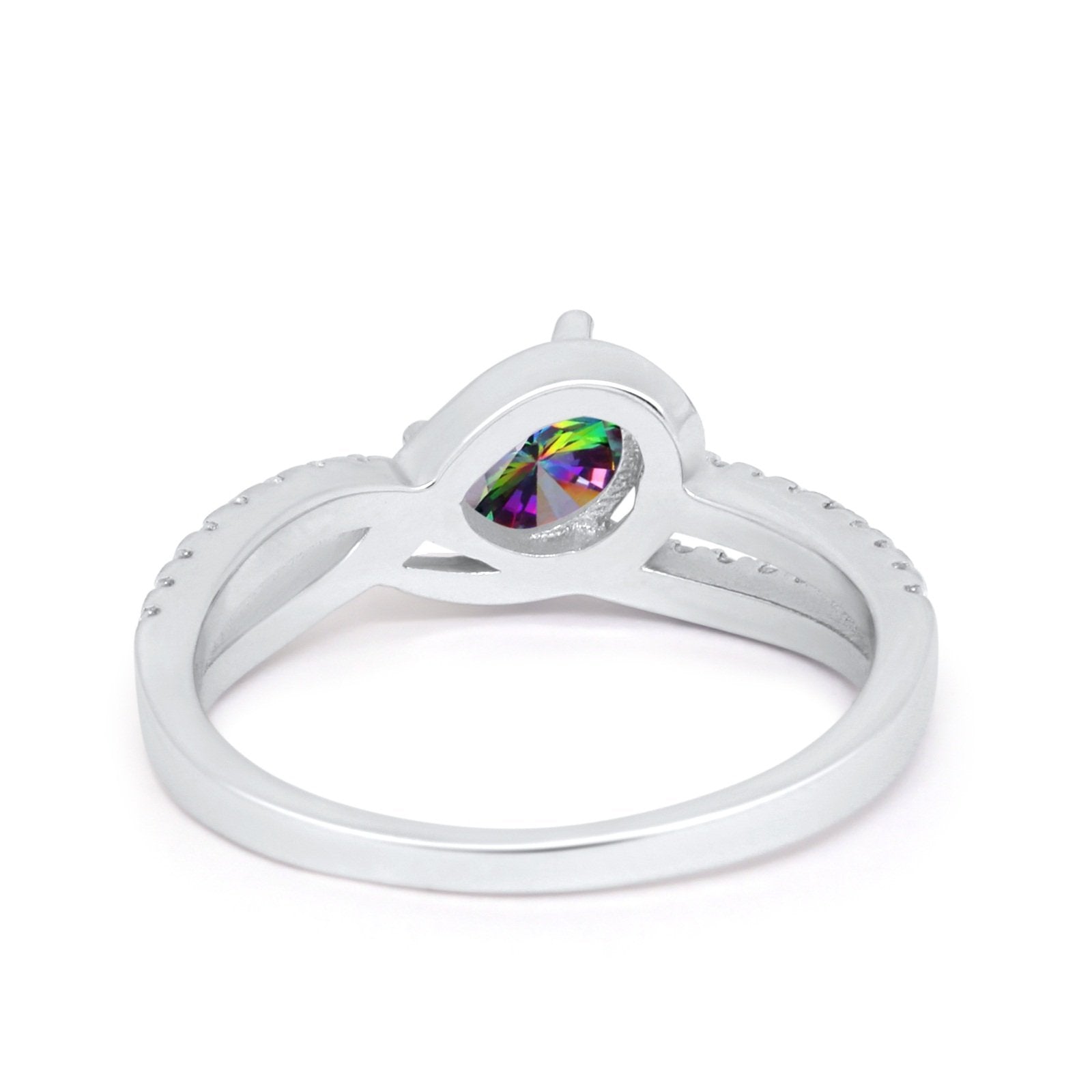 Accent Fashion Wedding Ring Oval Simulated Cubic Zirconia 925 Sterling Silver
