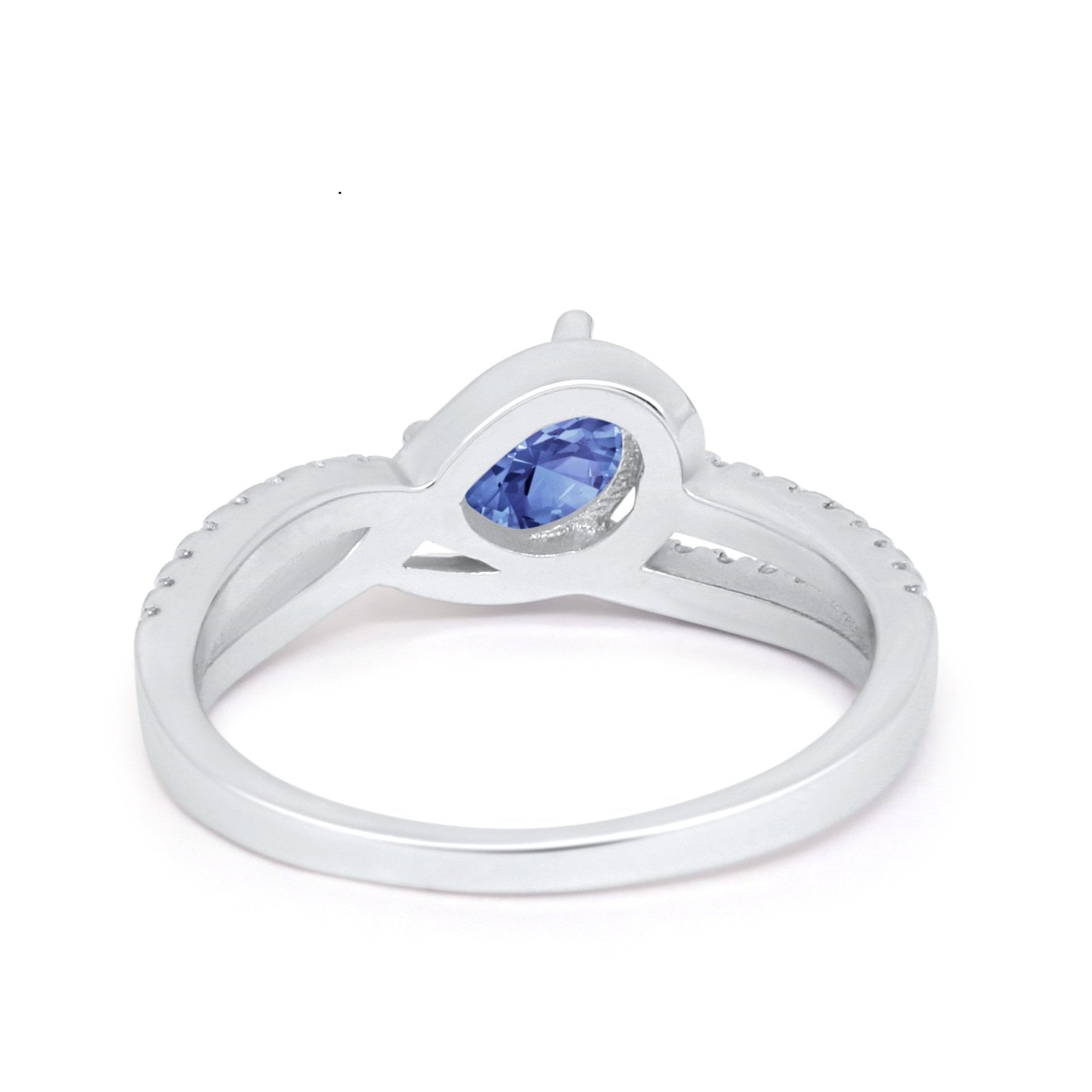 Accent Fashion Wedding Ring Oval Simulated Cubic Zirconia 925 Sterling Silver