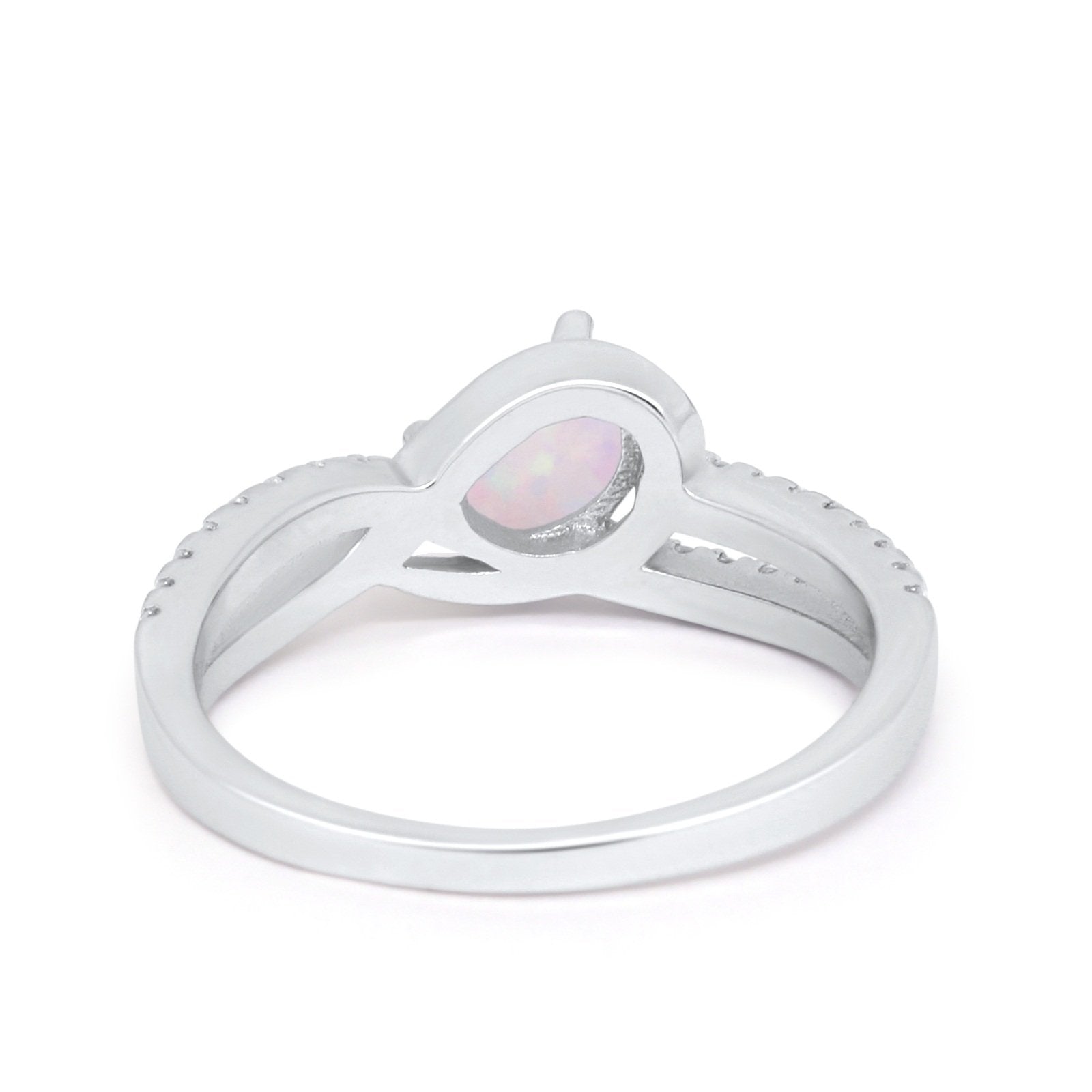 Accent Fashion Wedding Ring Oval Simulated Cubic Zirconia 925 Sterling Silver