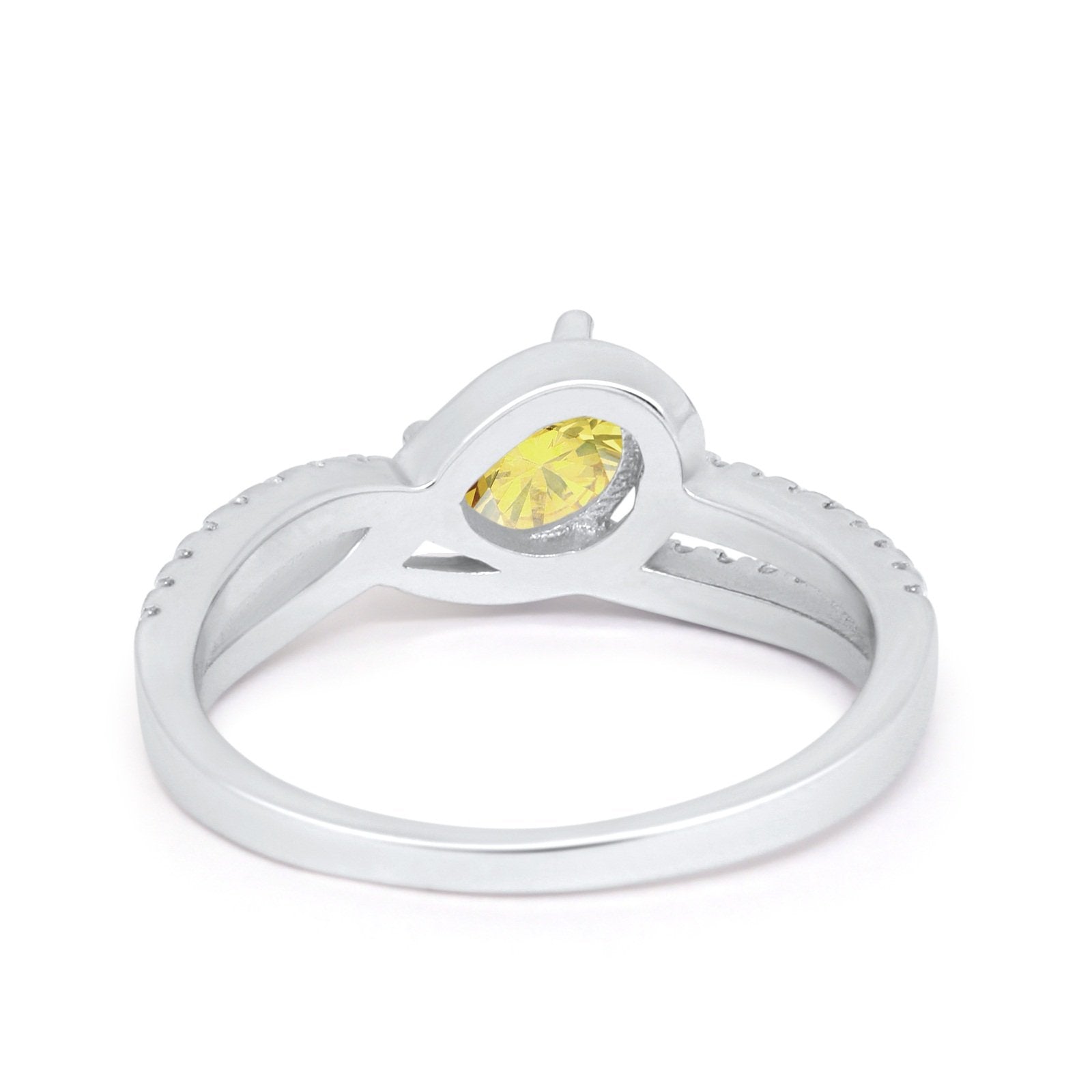 Accent Fashion Wedding Ring Oval Simulated Cubic Zirconia 925 Sterling Silver