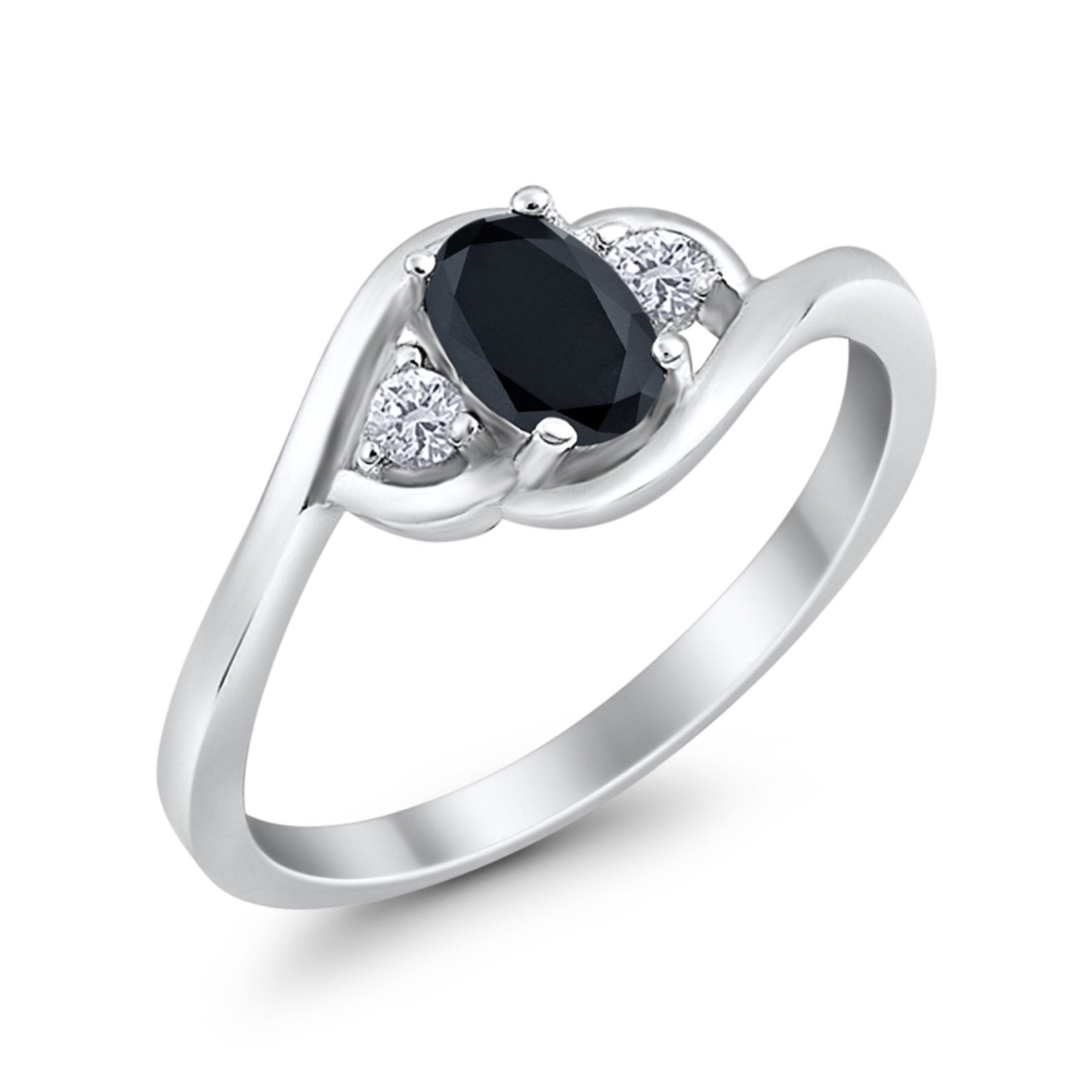 Wedding Ring Oval Cut Round Simulated Cubic Zirconia 925 Sterling Silver