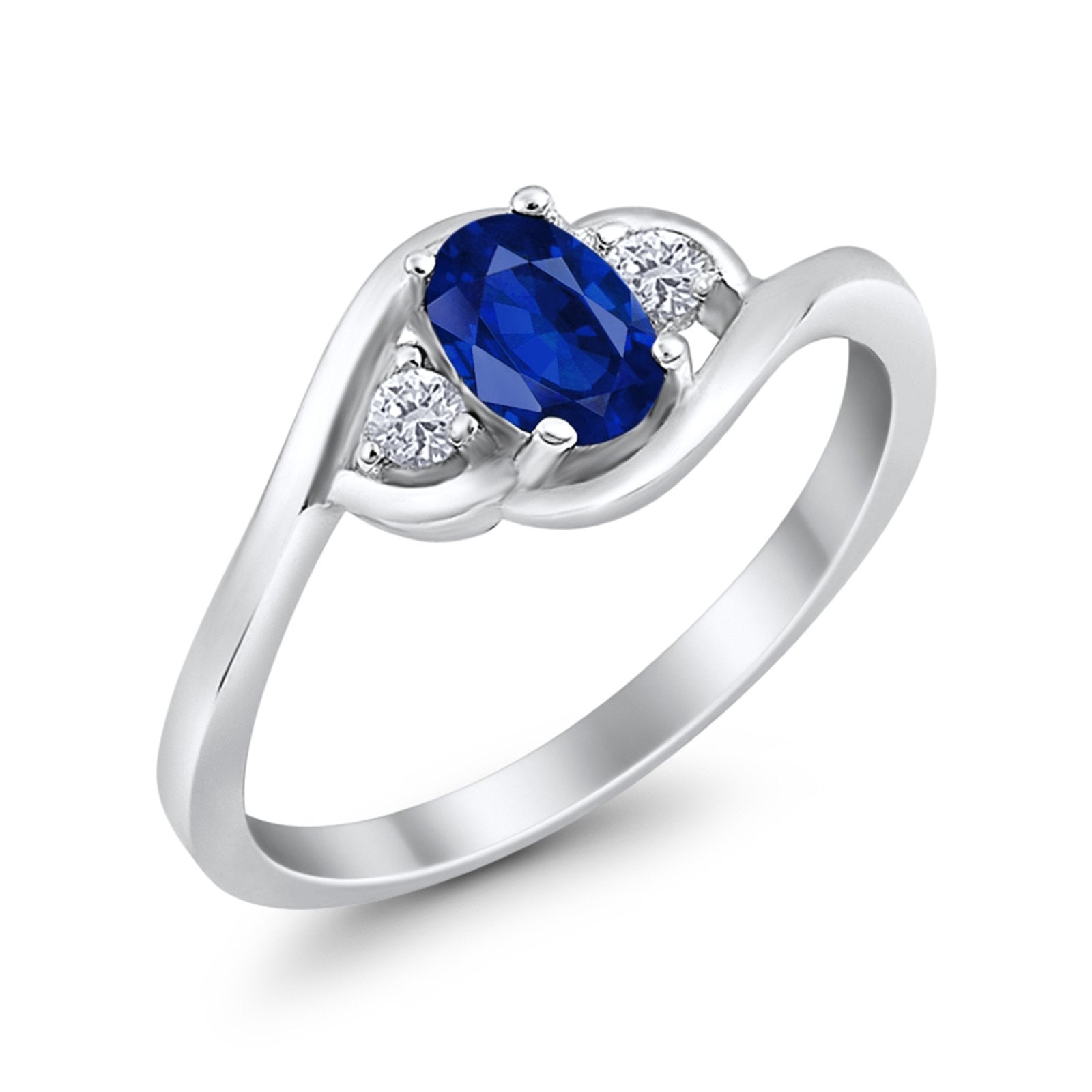 Wedding Ring Oval Cut Round Simulated Cubic Zirconia 925 Sterling Silver