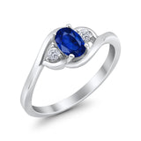Wedding Ring Oval Cut Round Simulated Cubic Zirconia 925 Sterling Silver